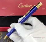 Wholesale AAA Replica Cartier Santos de Ballpoint Pen Blue Resin and Gold Clip